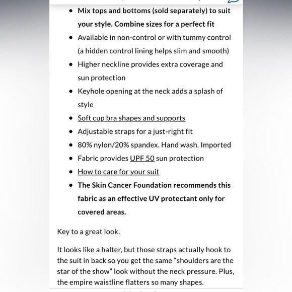 Land’s End Plus Standard high neck keyhole tankini top blue print soft D cup Var - Picture 14 of 14